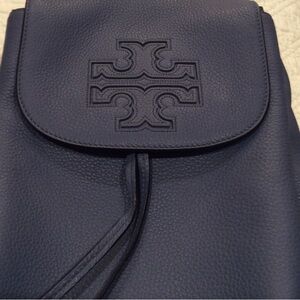 Authentic Tory Burch Midnight Blue Leather Backpack